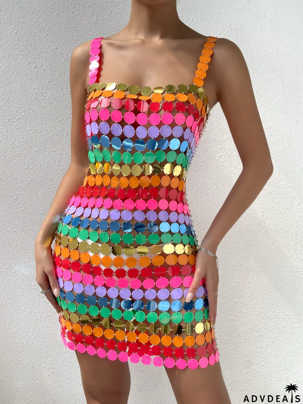 Summer Party Multicolor Sexy Sequin Club Dress