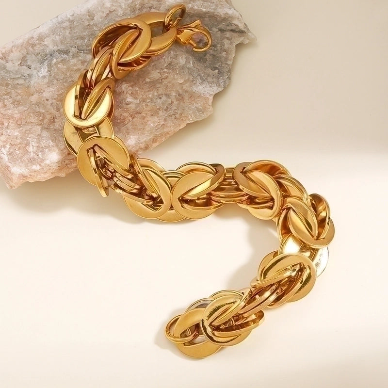 Casual Minimalist Solid Color 201 Stainless Steel 18K Gold Plated Bracelets In Bulk