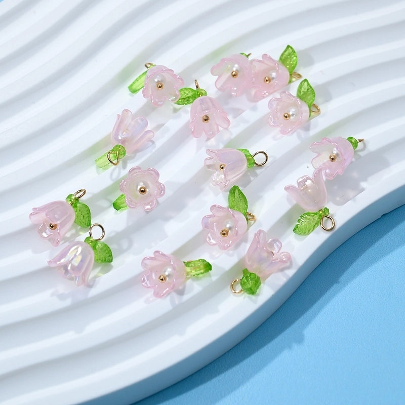 20 Pieces 5 PCS/Package 10 * 15mm Glass Iron Cherry Pendant Jewelry Accessories