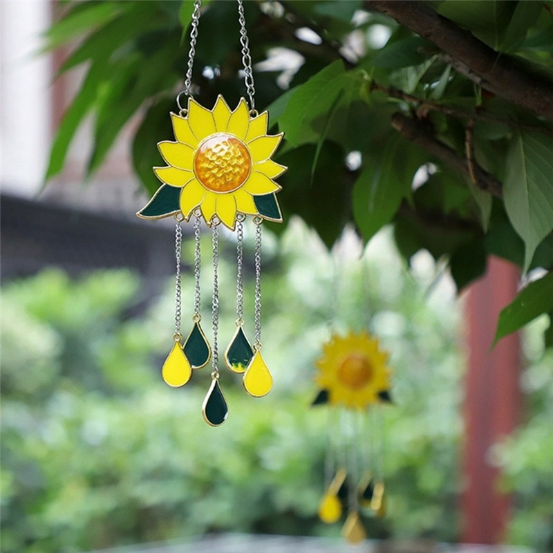 Tegooe Sunflower Metal Wind Chimes for Windows Garden Decor - OutdoorIndoor Hanging Ornament Tegooe