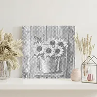 Sunflowers on a Wooden Chair - Dot Painting