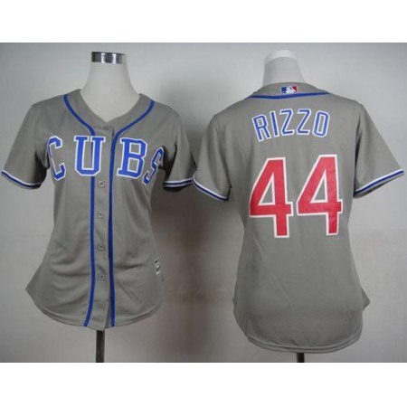 Women's Chicago Cubs #44 Anthony Rizzo Grey Alternate Road Stitched MLB Jersey
