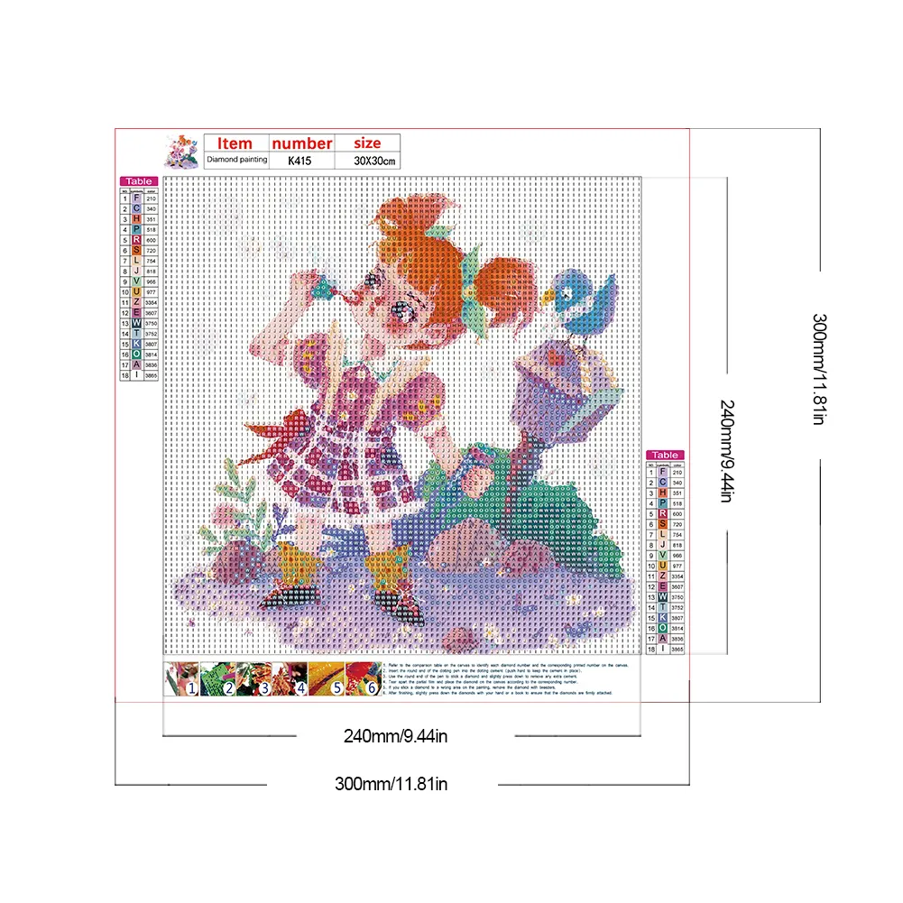 Full Round Diamond Painting 30*30cm - Little Girl