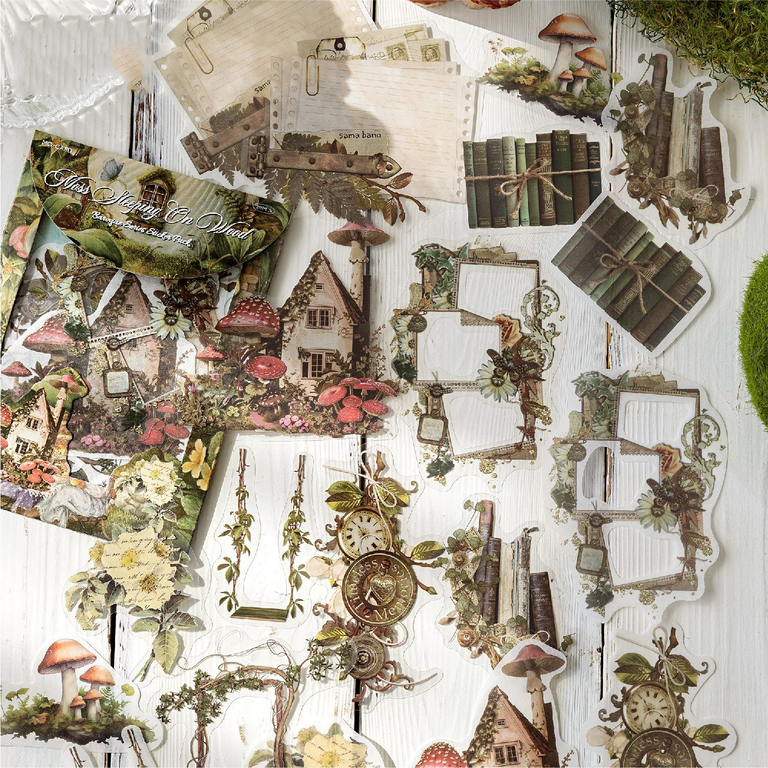 스티커 - 매우 전통적인 조경 시리즈 빈티지 식물 꽃