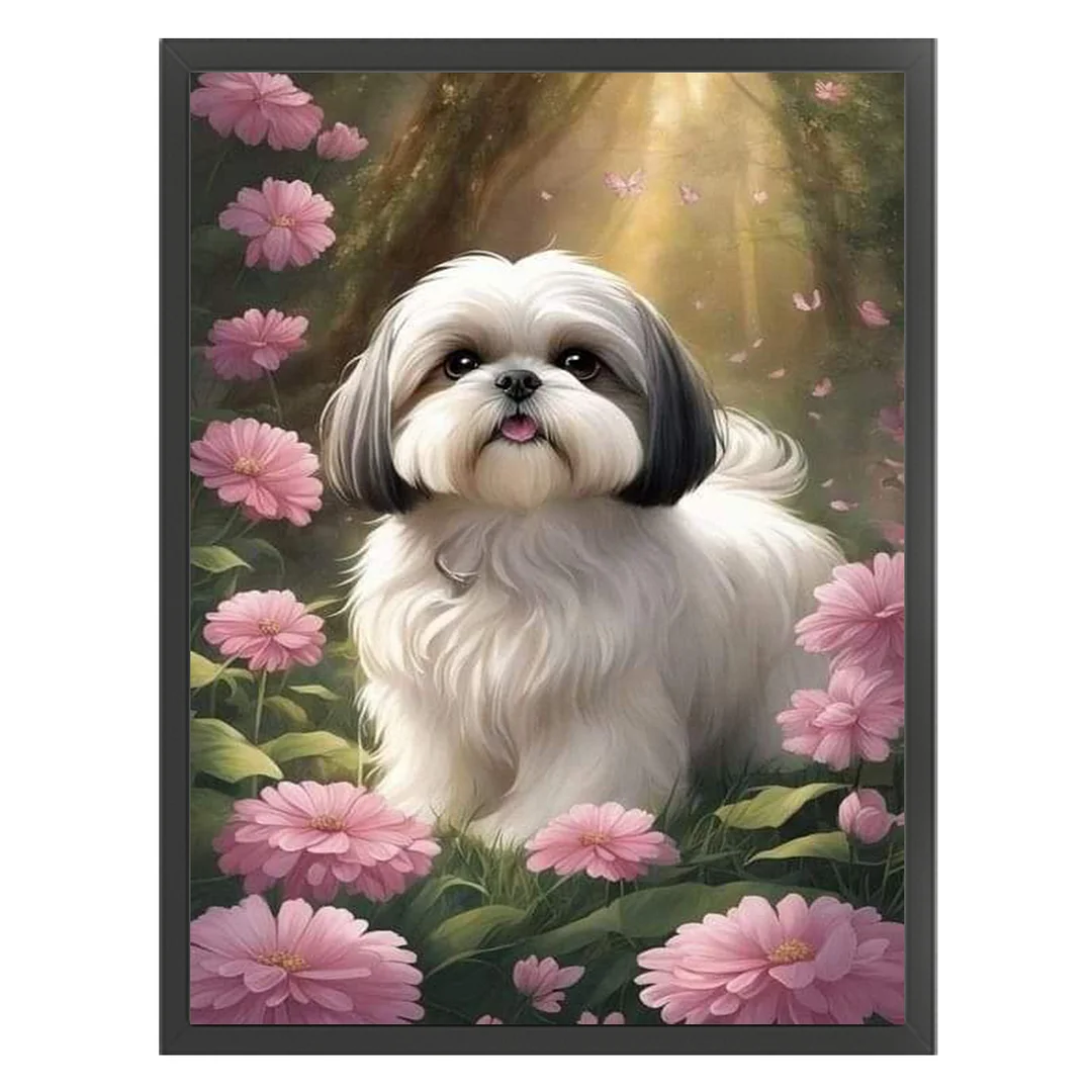 Shih Tzu Full 11CT DIY Stamped Cross Stitch Kits 40x55cm for Adults Home Decor