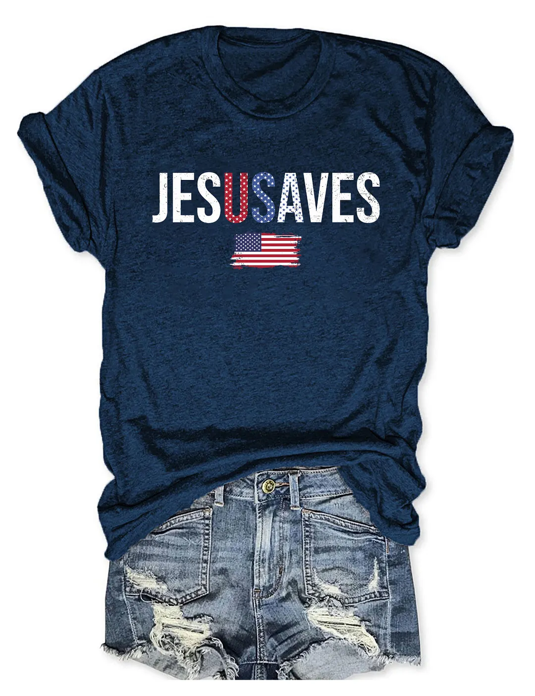 Jesus Saves USA Flag T-shirt