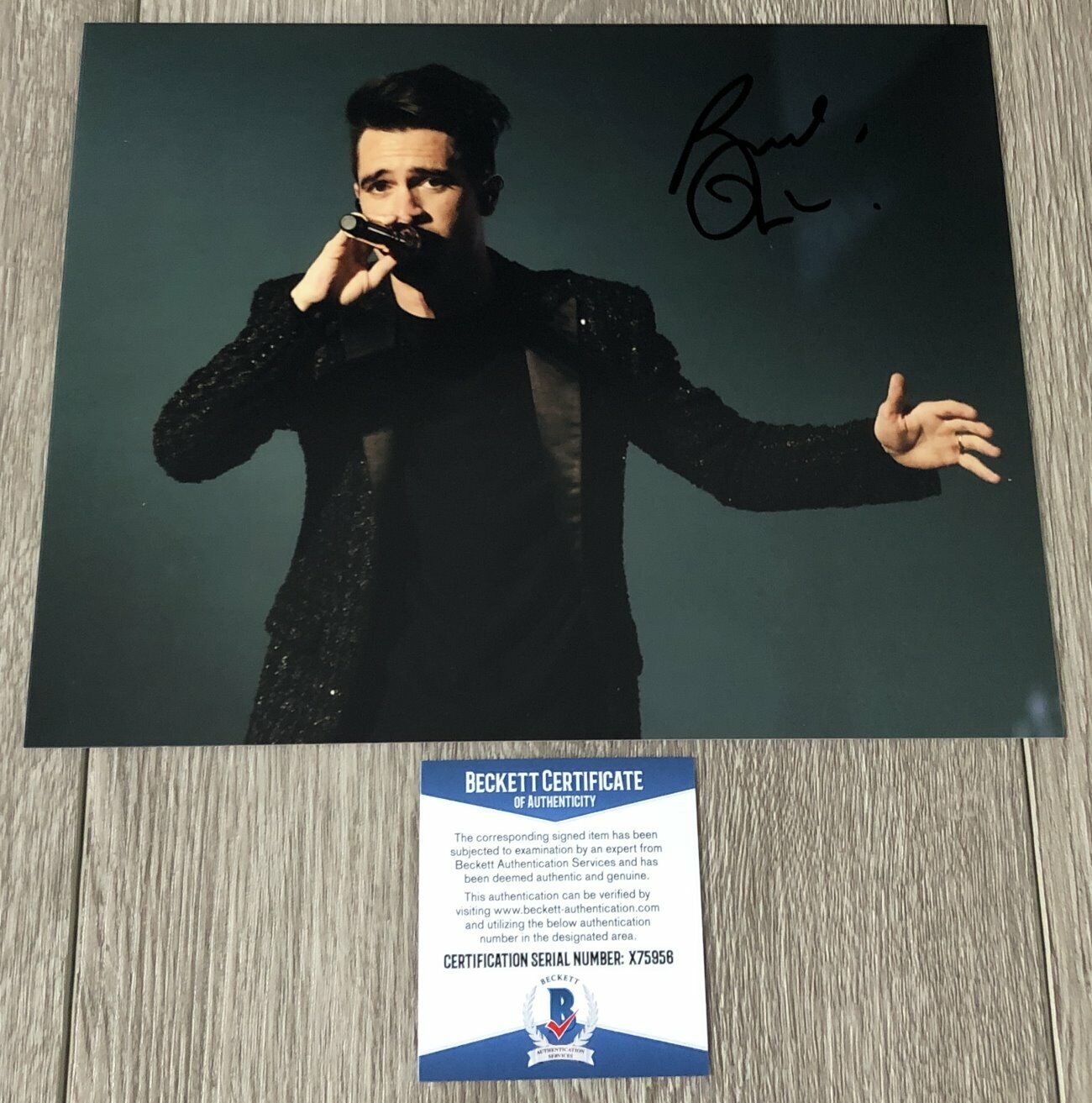 BRENDON URIE SIGNED AUTOGRAPH PANIC! AT THE DISCO 8x10 Photo Poster painting w/PROOF BECKETT COA