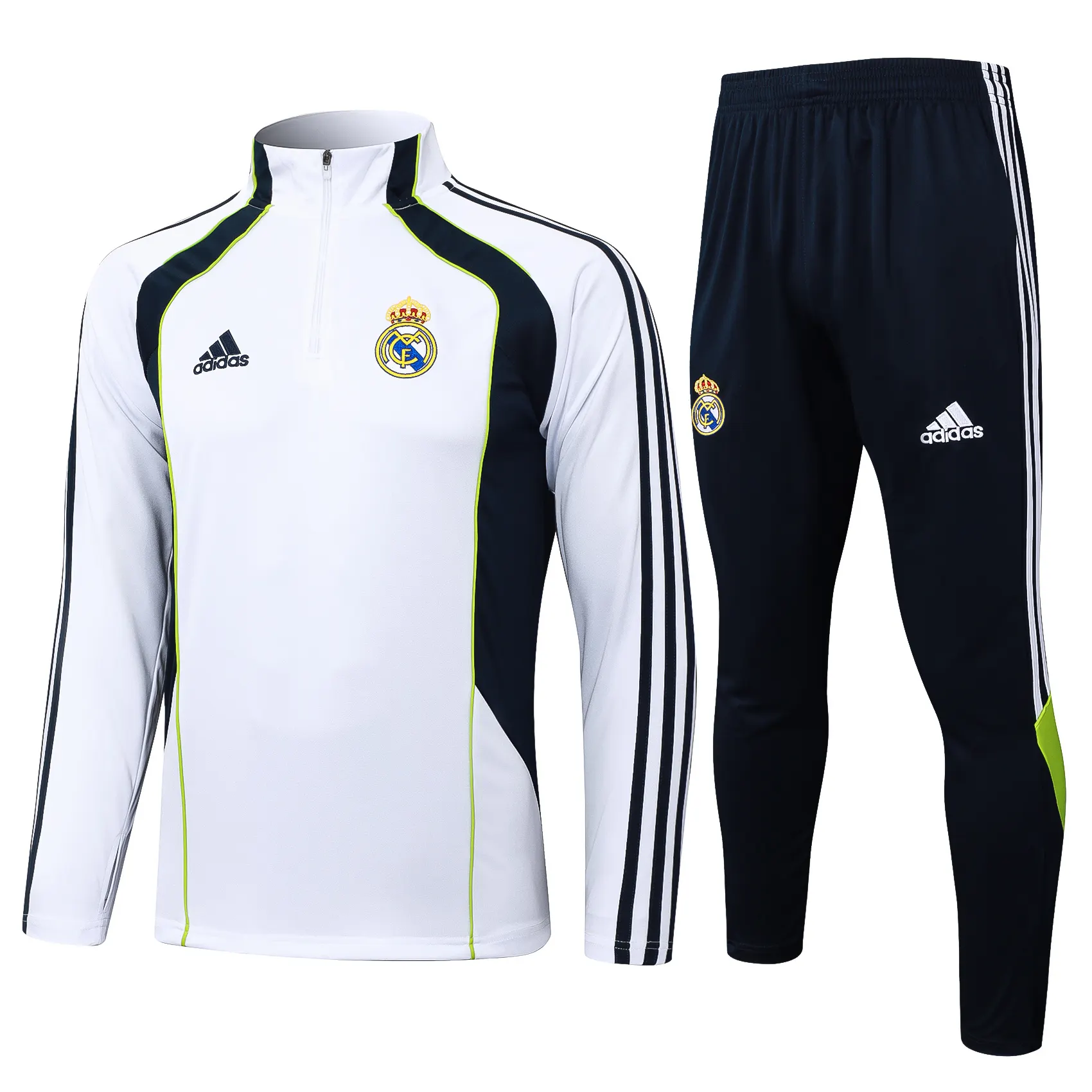 2025-2026 Real Madrid Retro White Half-Pull Training Suit Football Shirt 1:1 Thai Quality Set 01
