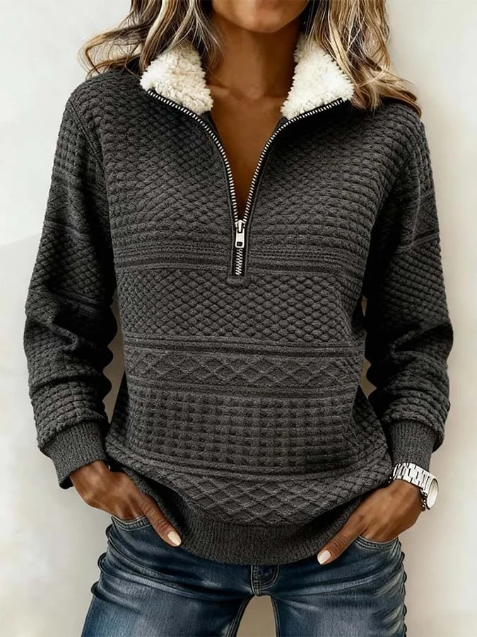 Women'S Casual Color Block Printed Pullover Sweatshirt 