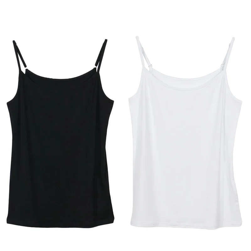 2pcs Summer Sexy Camisoles for Women Crop Top Sleeveless Shirt Sexy Slim Lady Bralette Padded Tops Strap Skinny Vest Camisole