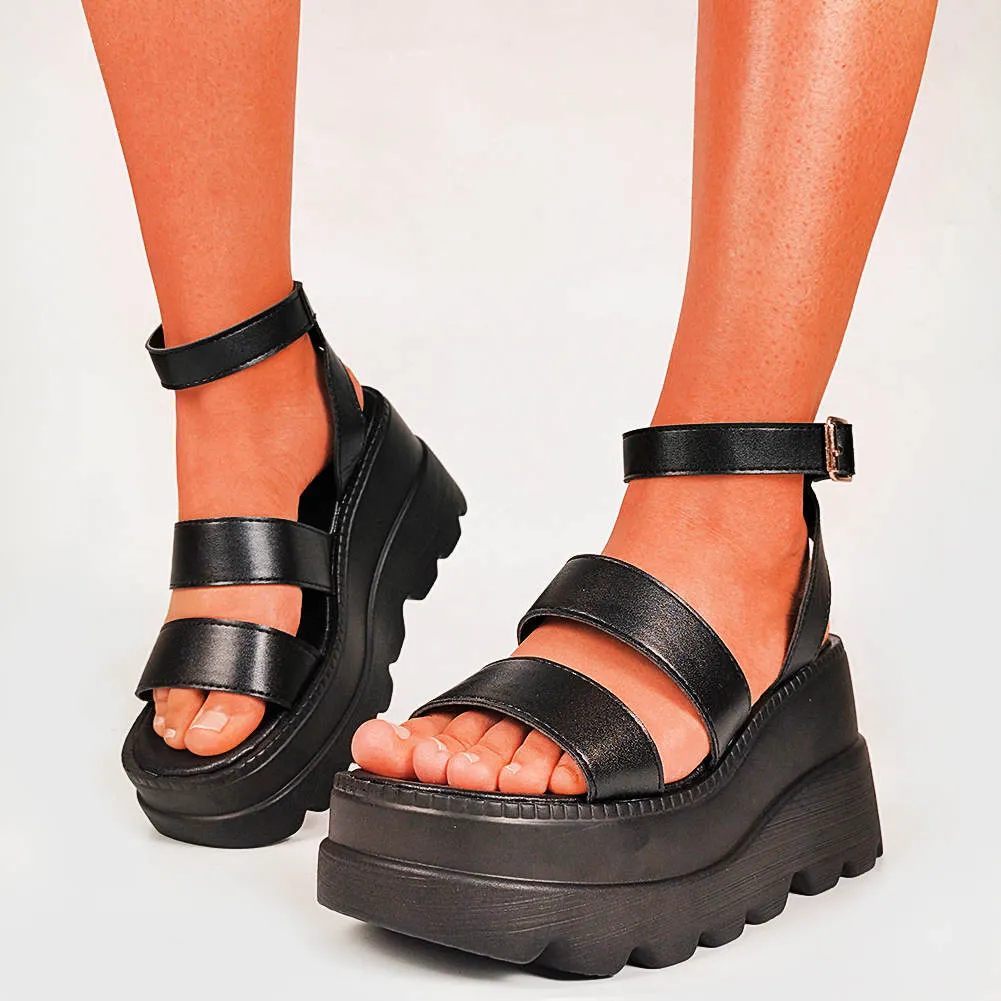 BONJOMARISA INS New Female Platform Summer Sandals Thick Bottom High Wedges Sandals Women Brand Design Casual Buckle Shoes Woman