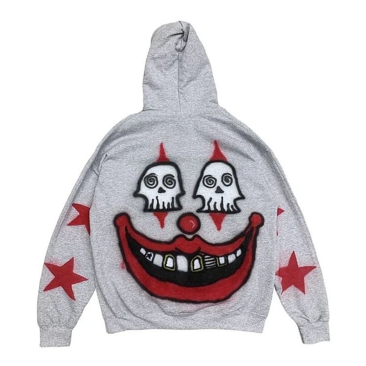 Joker Smiley Skull Print Hoodie
