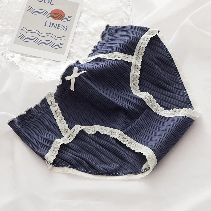 Cotton Women's Underwear Fashion Bow Comfort Panties Mid Waist Seamless Thread Underpants New Girl Love Briefs Female Lingerie
