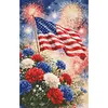 Diamond Painting -DIY Round Drill Independence Day Flag and Flowers(60*40CM)
