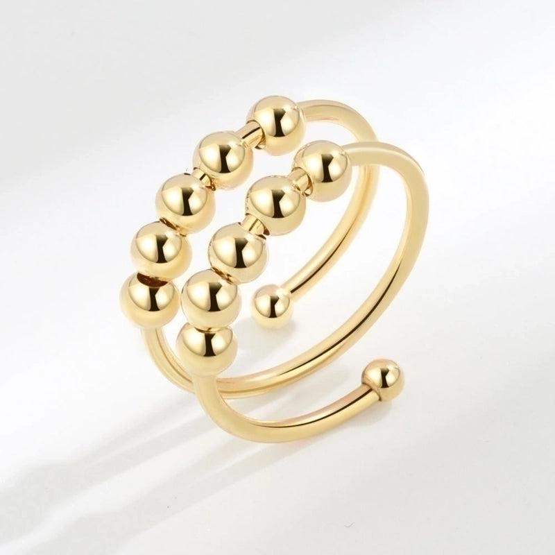 IG Style Minimalist Geometric Copper Beaded Plating Open Rings Anxiety Ring