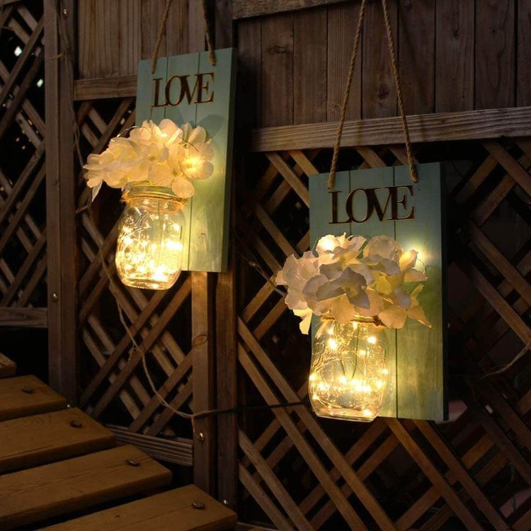 LED Mason Jars Immortal Flower Wall Light(2PCS) CSTWIRE