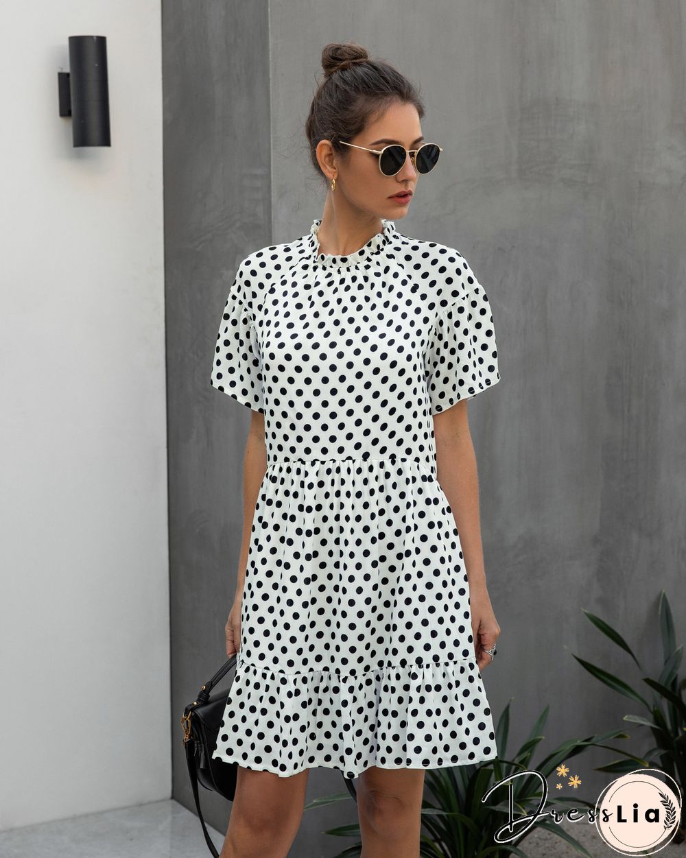 Fashionable Polka Dot Women's Dress For Summer