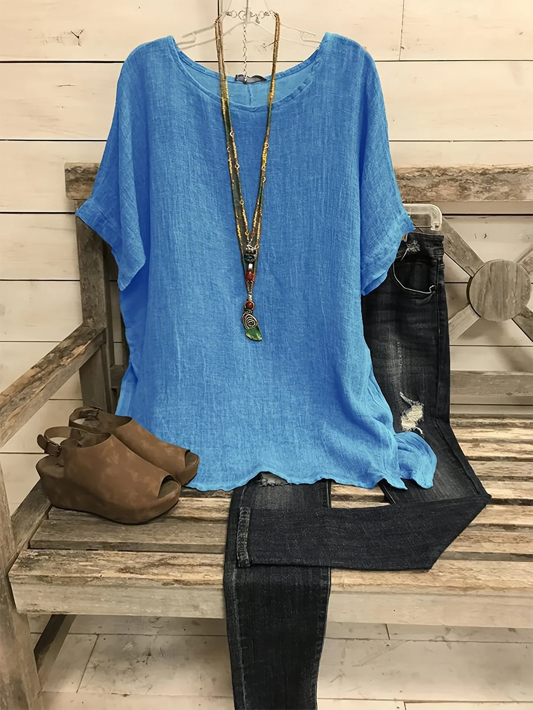 Woherb Cool Unique Glamorous Solid Color Blouses