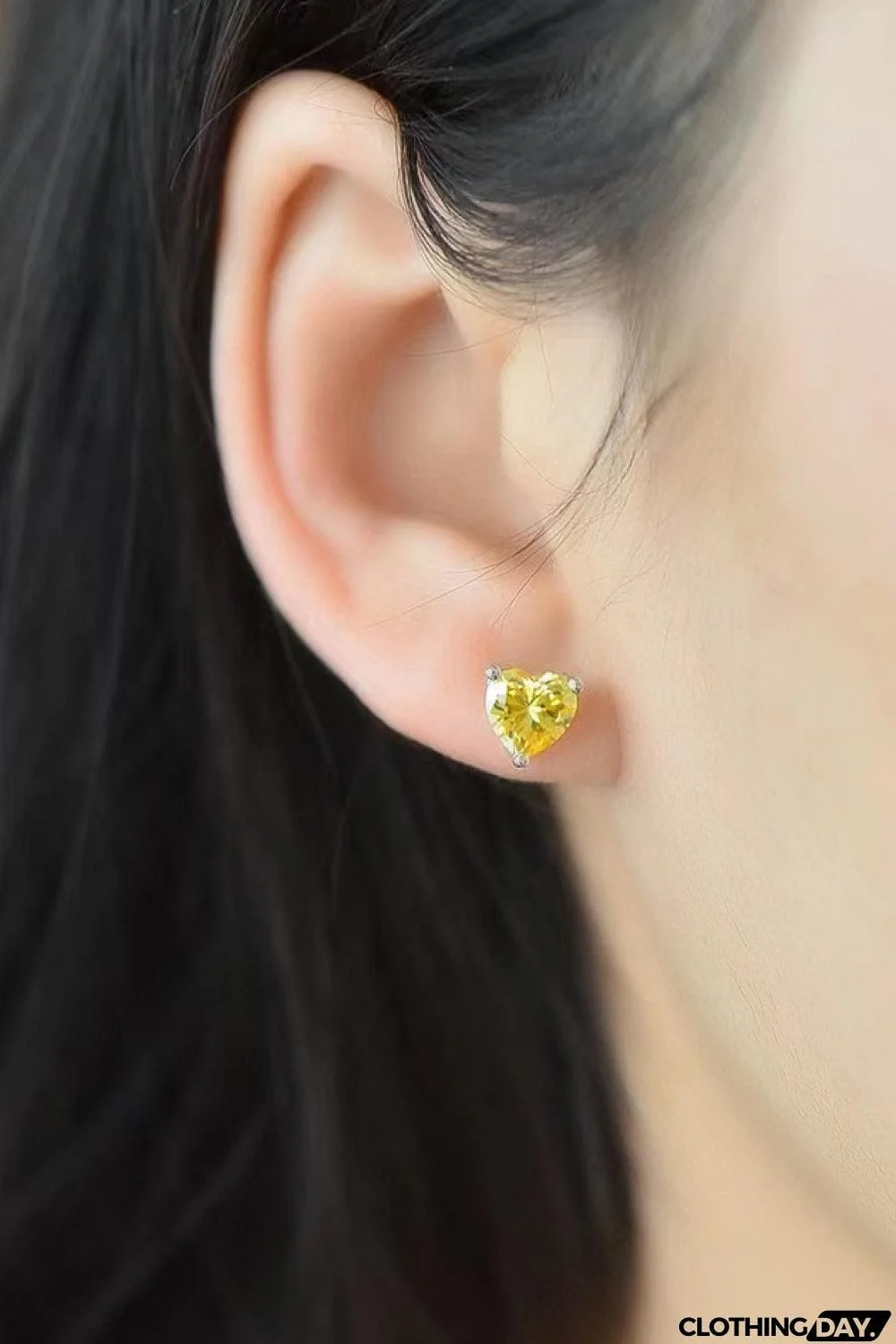 2 Carat Yellow Heart Moissanite Platinum-Plated Earrings