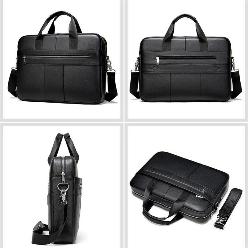 Practical Leather Briefcase Handbag Business Crossbody Bag With Unique Insert Design