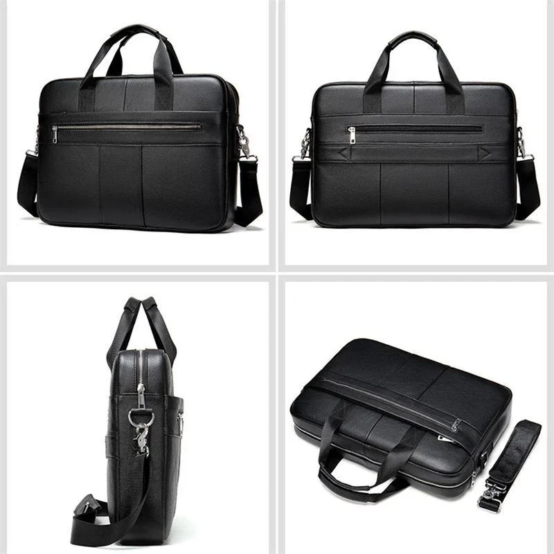 Practical Leather Briefcase Handbag Business Crossbody Bag With Unique Insert Design