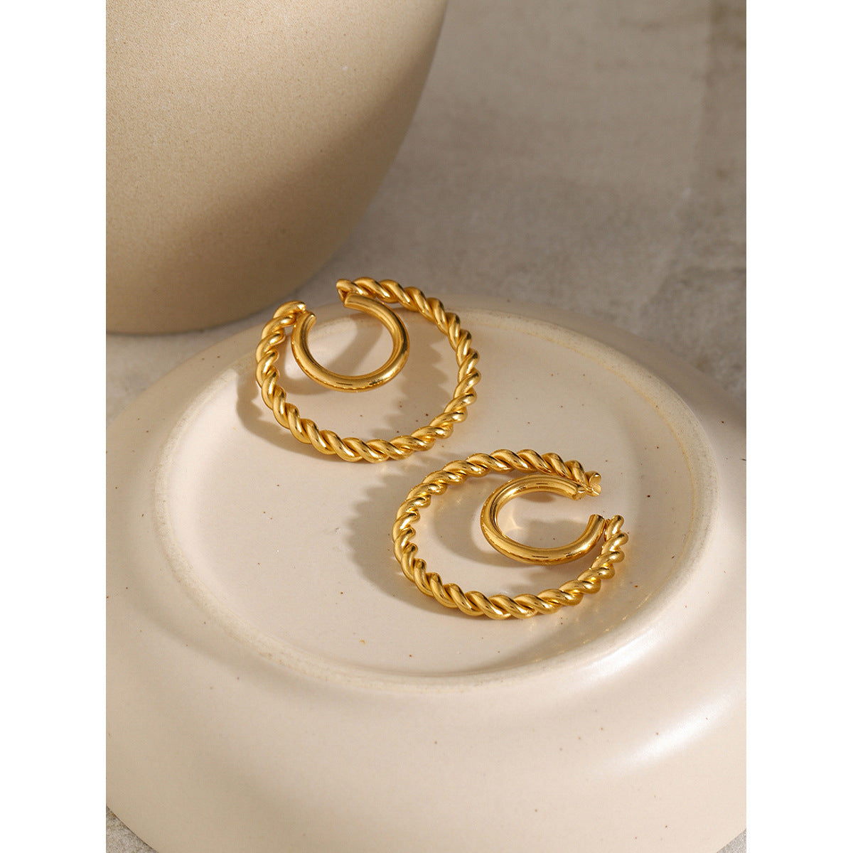 Women IG Style Mesh Stainless Steel Electroplating Clip On Earrings