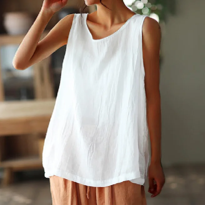 Wearshes Solid Color Simple Sleeveless Tank Top