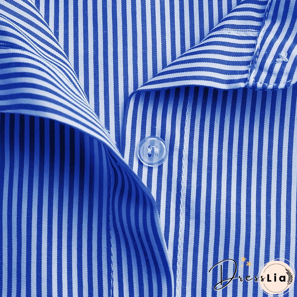 Women Fashion Pleated Ruffled Hem Baggy Irregular Hem Vestido S-5XL Batwing Sleeve Lapel Collar Striped Dresses