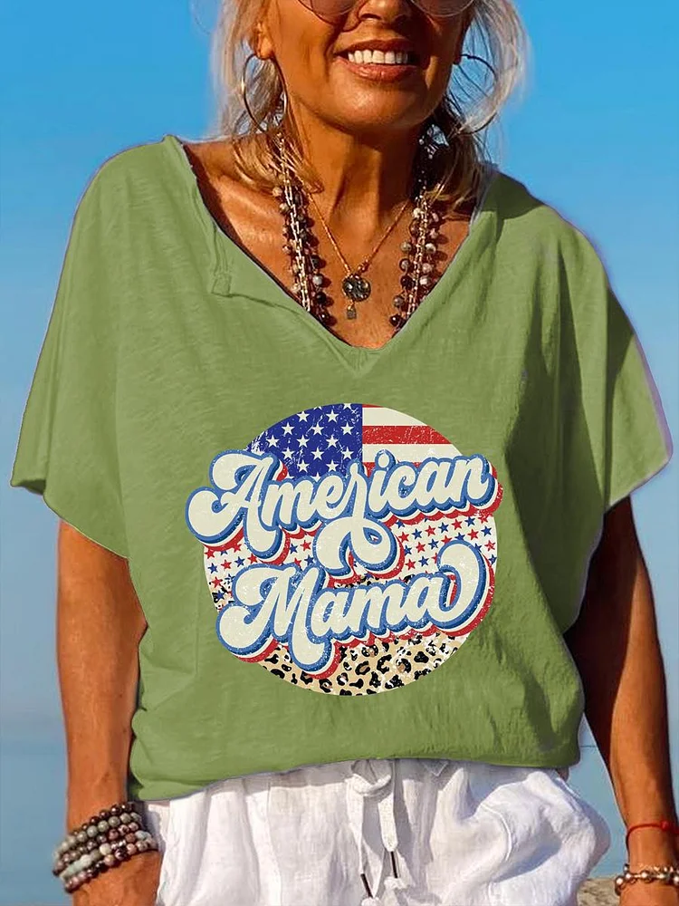 American Independence Day V Neck T-shirt-JR00396-JR00396