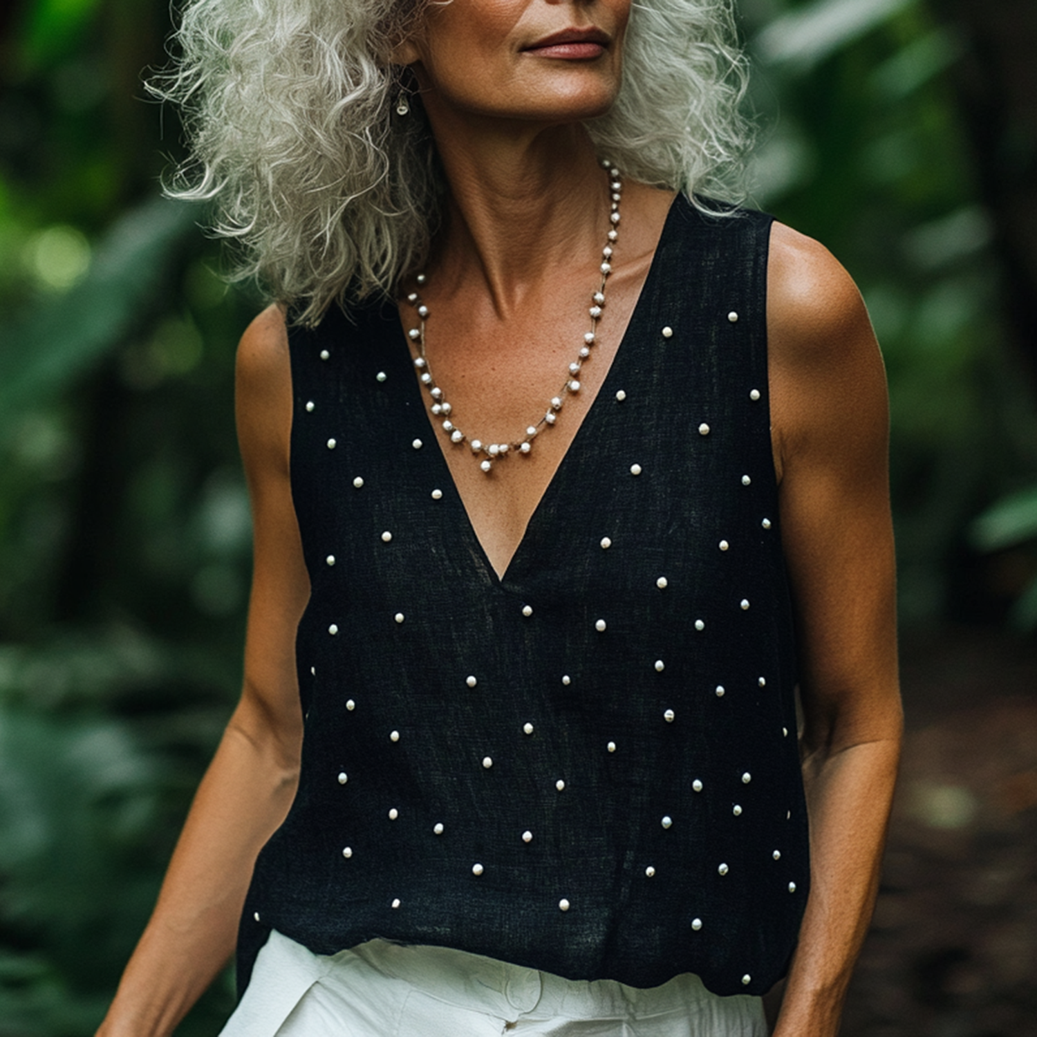Women's Beaded Linen Vest Elegant Comfortable Breathable Holiday Cotton And Linen Vest Home Daily Basic Sleeveless Top