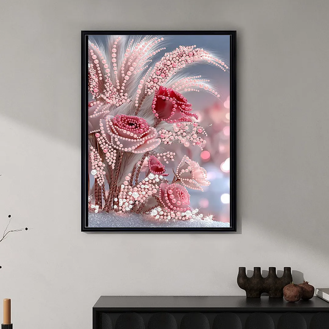 Pearl Painting Kit for Adults Pink Rose 11.81x15.75in