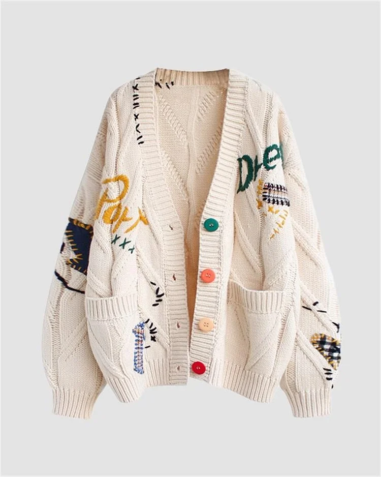 Embroidered Patches Cardigan