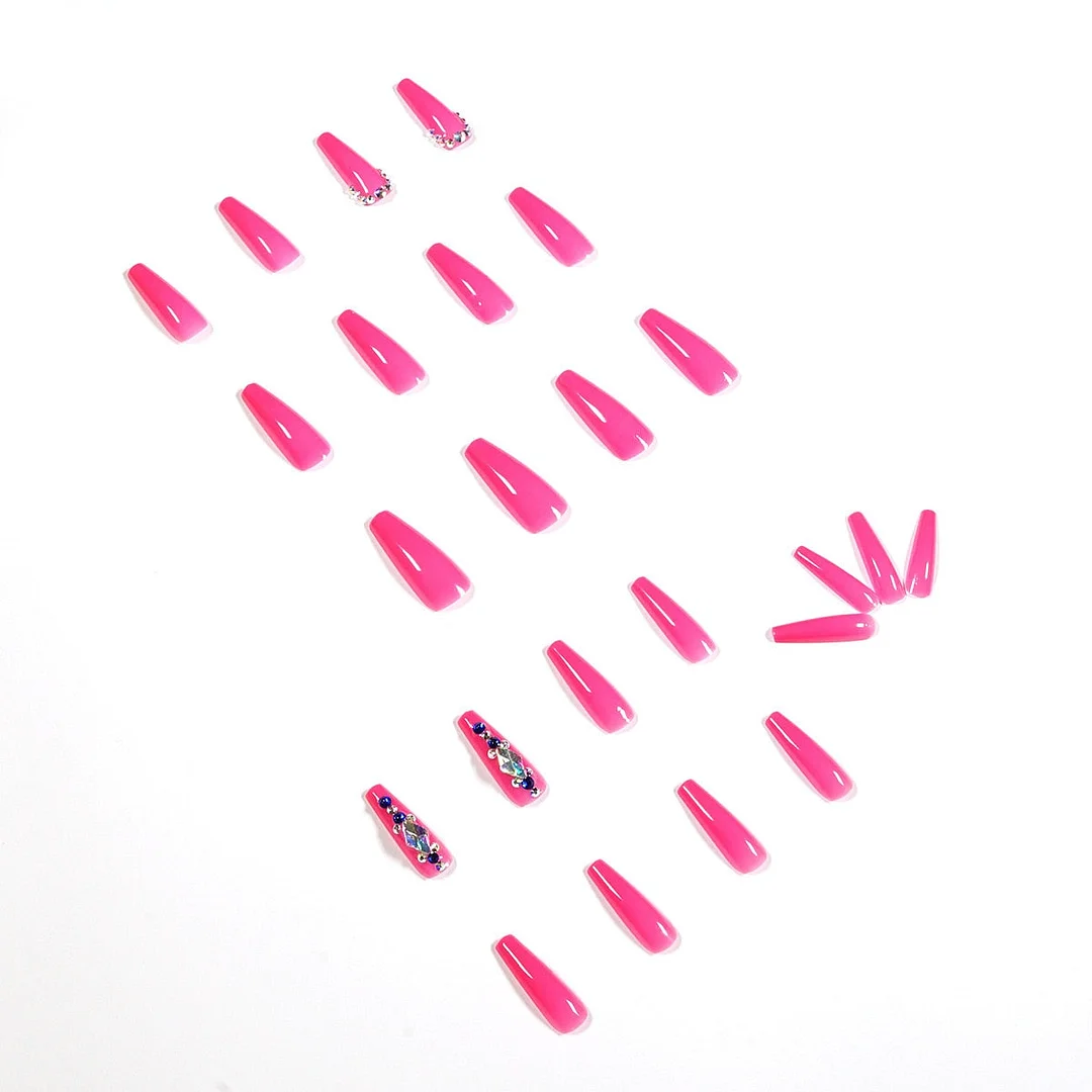 Fake Nails Full Diamond Long Ballet Full Cover Fake Nails DIY Glue Press On Nails Nail Supplies For Professionals-Nail Inspo
