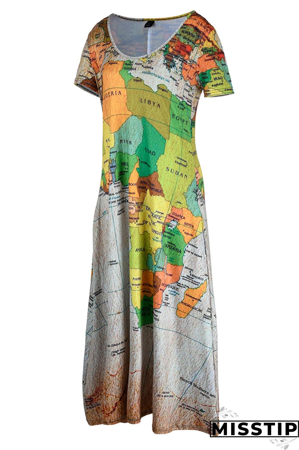 Black Casual Print Patchwork V Neck Straight Dresses
