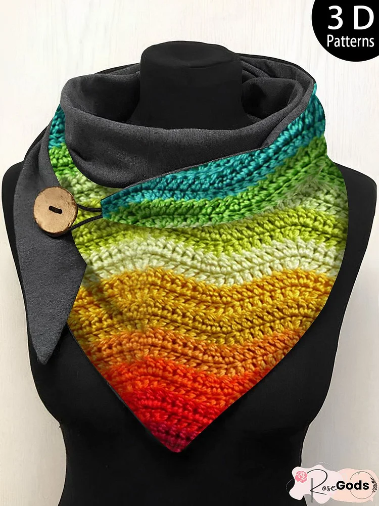 3D Gradient Color Wool Pattern Triangle Scarf Autumn and Winter Daily Matching