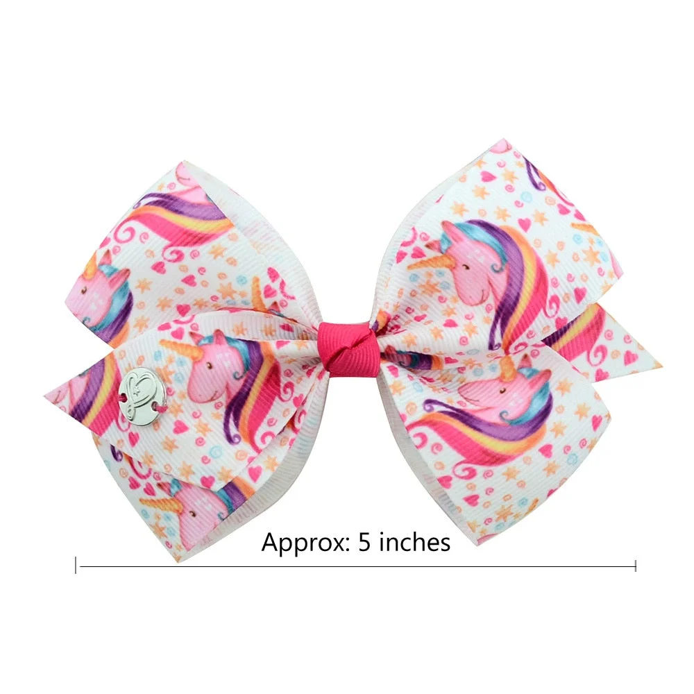6 Pieces/Set JoJo Bows Jojo Siwa Rainbow Printed Knot Ribbon Bow For Girls Handmade Boutique Hair Clip Children Hair Accessories