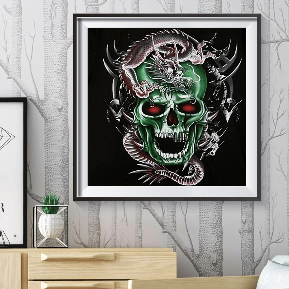 5D DIY Diamond Painting Skull Dragon Full Square Drill Mosaic Picture Craft