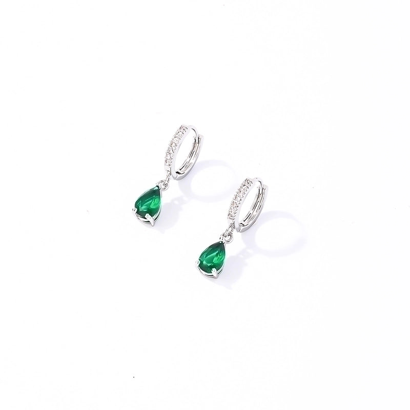 1 Pair Casual Basic Sweet Round Water Droplets Plating Inlay 304 Stainless Steel Zircon Rhodium Plated Drop Earrings