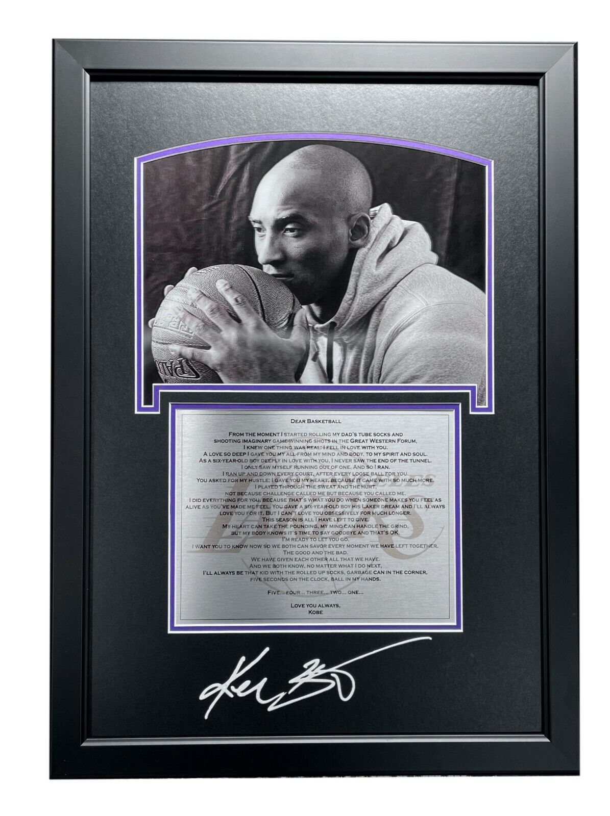 Kobe Bryant Dear Basketball Framed 3D Photo Poster painting Collage Los Angeles Lakers Un Signed