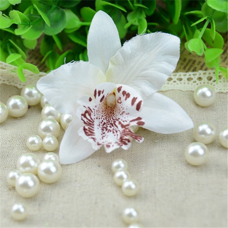 10pcs/lot 7CM Silk Artificial Orchid Flower Heads For Wedding Party Decoration Wreath DIY Craft Accessories Fake Flowers