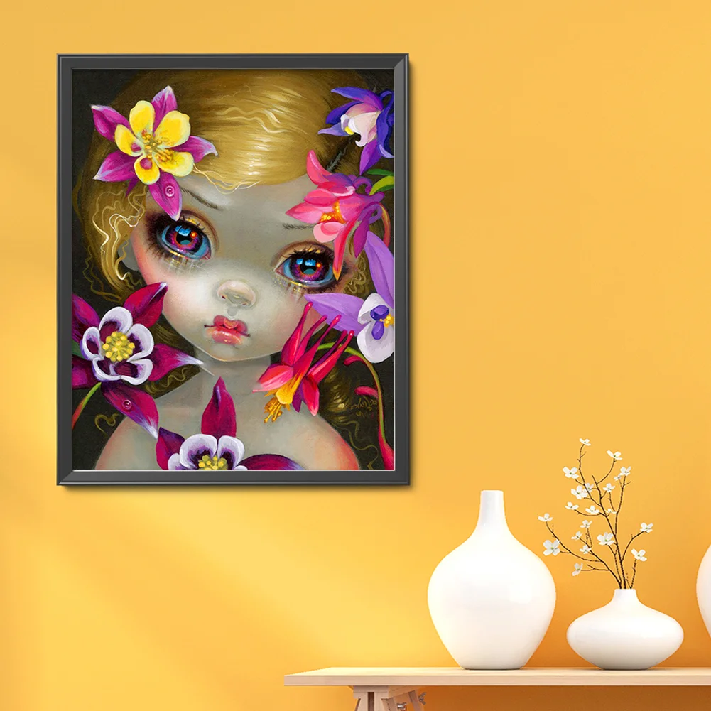 DIY Stamped Cross Stitch 11CT Full Embroidery 40*50cm - Big Eyes Girl