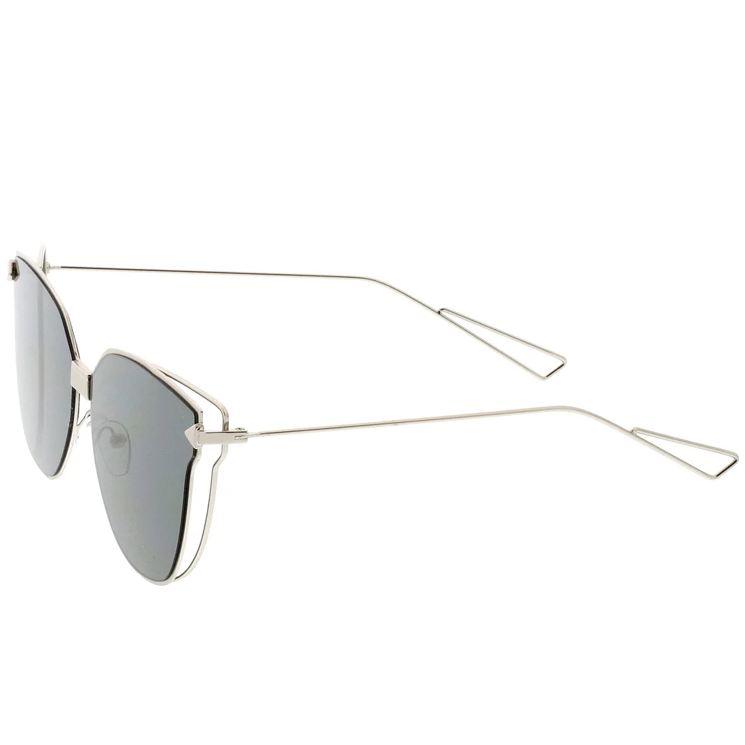 Oversize Cat Eye glasses With Tinted Flat Lens And Wire Arms 59mm