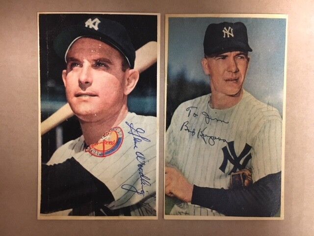 Gene Woodling NY Yankees Signed GPC & Mounted Photo Poster painting 1953 Stamp JSA Precert