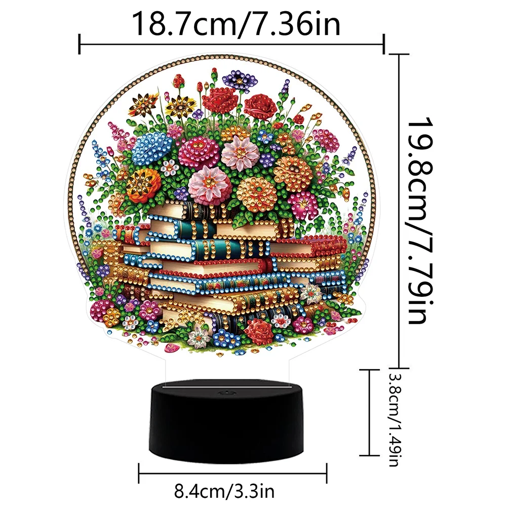 5D DIY Flower Book Diamond Painting Night Light Diamond Art Lamp Home Decor