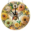 2D flache DIY-Bienen-Blumen Acryl-5D-Diamant-Kunstuhr-Set f&uuml;r Wohnaccessoires