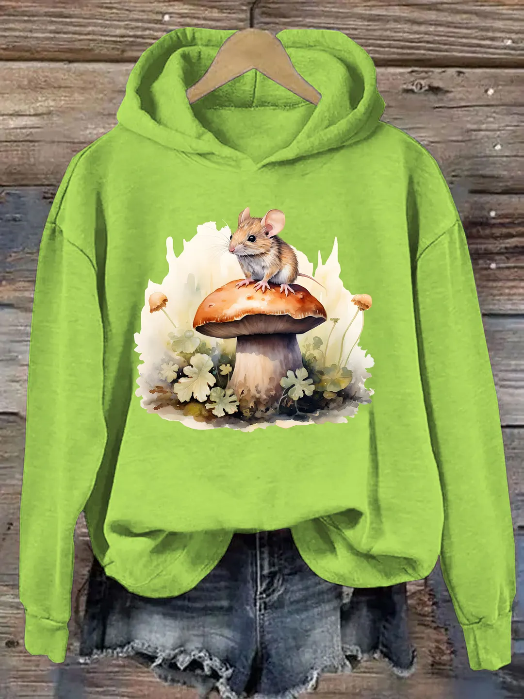 Vintage Hamster Mushroom Plant Art Hoodie