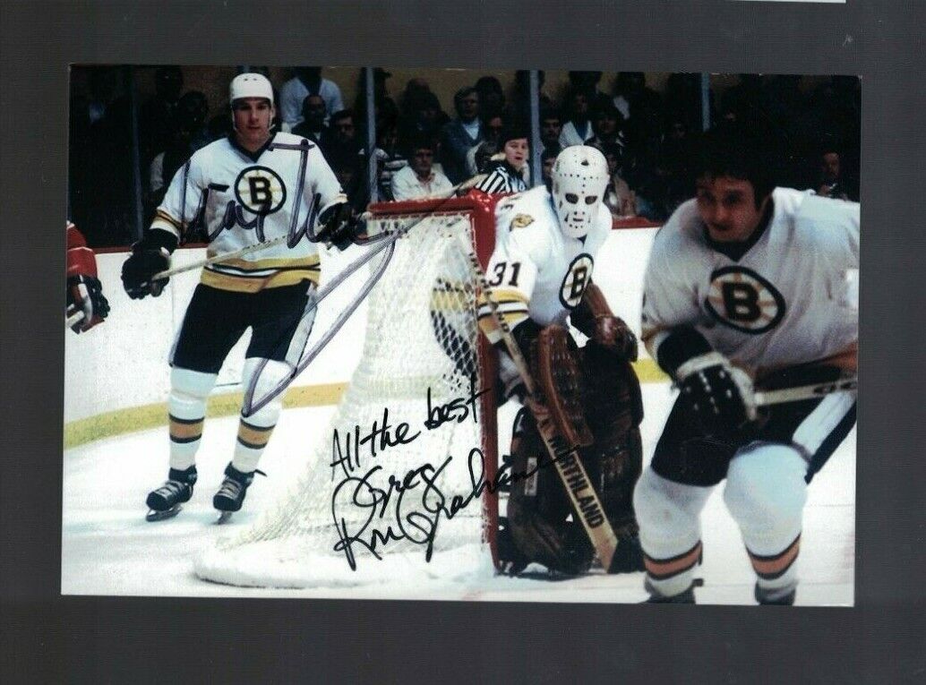 Mike Milbury Ron Grahame To Greg Bruins Signed 4x6 Hockey Photo Poster painting W/Our COA