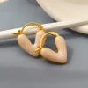 Gentle White Blue Heart Golden Earrings