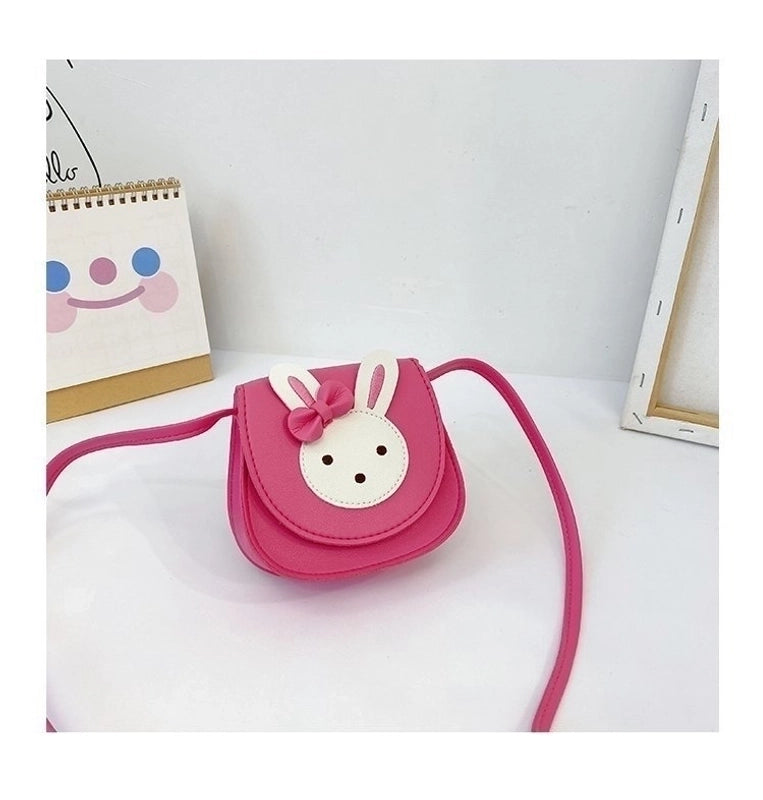 Girl’s Small Pu Leather Rabbit Cute Square Magnetic Buckle Crossbody Bag
