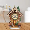 (US Local)Acrylic Special Shaped Wooden Hut FlowersHut 5D Diamond Painting Clock Art Cra